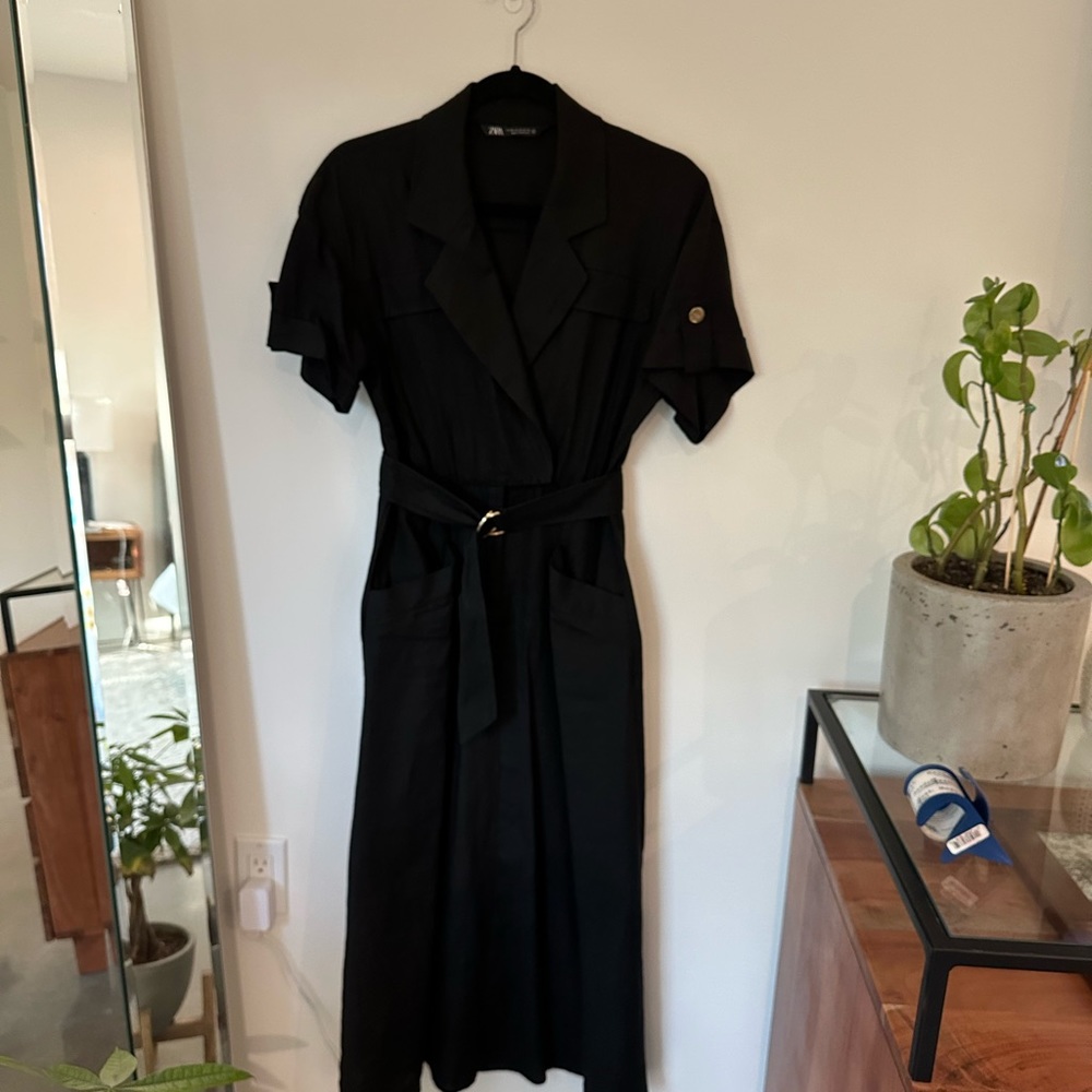 Zara Black Belted Dress